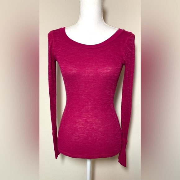Planet Gold Women Long Sleeve Henley Fuschia Pink Size Medium - Picture 1 of 6